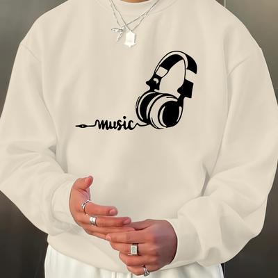 Men's Fleece Lined Crew Neck Sweatshirt, Warm Cozy, Winter Casual & Date Outfit