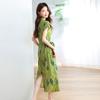 new green diamond dress women's fashion unique beautiful waist lace-up skirt