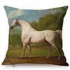 Horse Oil Painting Racehorse Mare Pattern Cushion Cover Nordic Farm Animal Design Cotton Linen Sofa Decoration Throw Pillow Case