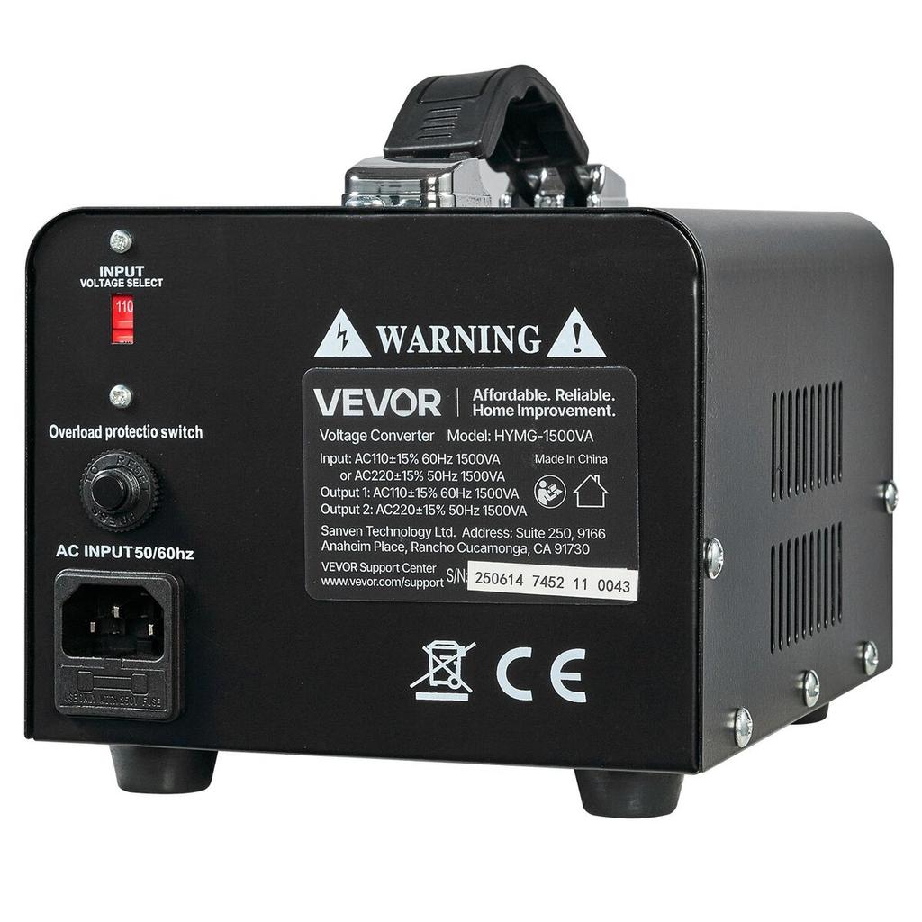 Voltage Converter Transformer, 1500VA, Heavy Duty Step Up/Down Power Transformer, Convert from 110V To 220V and 220V To 110V, with US Outlets, EU