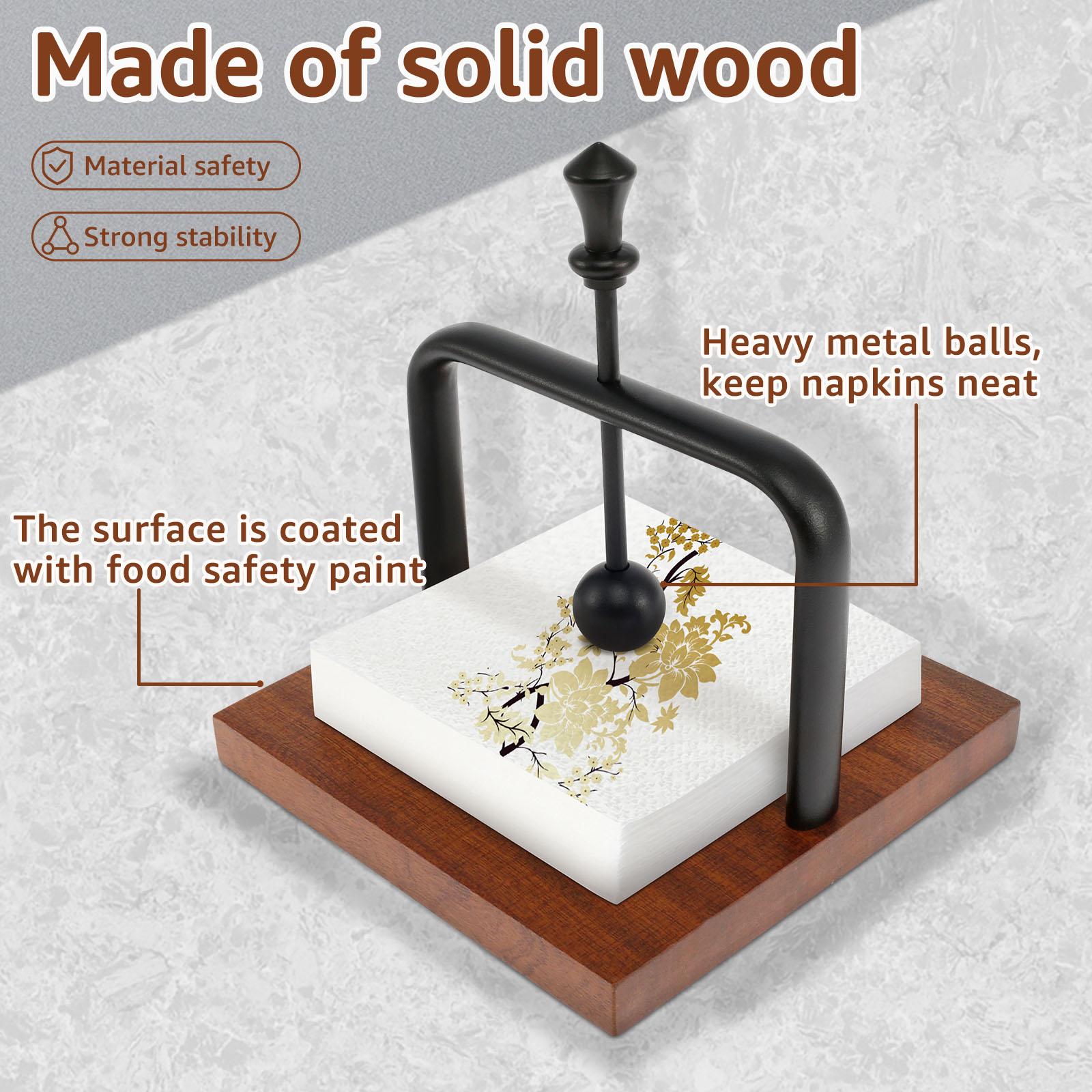 

Western Restaurant Paper Towel Holder Cafe Napkin Holder Wooded Practical Hotel Paper Towel Box with Weighted Metal Arm золотий