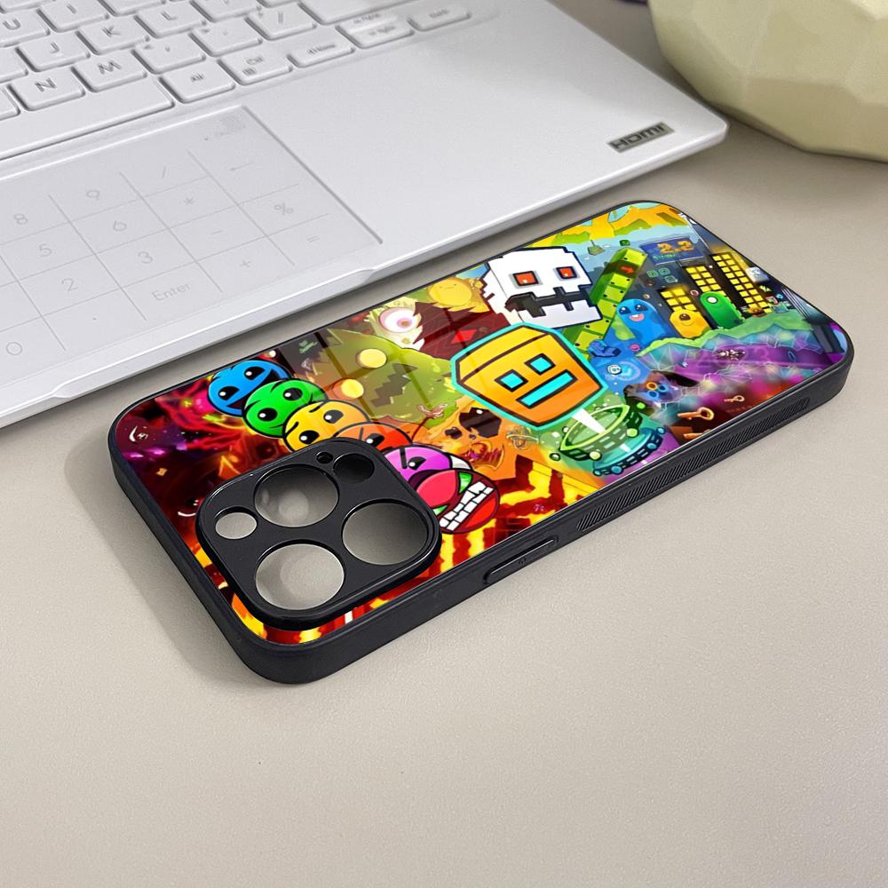 

Geometry Dash Game Phone Case Tempered Glass For IPhone 16 13 14 17 12 15 11 Pro Max Plus Mini XR SE2020 Coque iPhone17 Pro