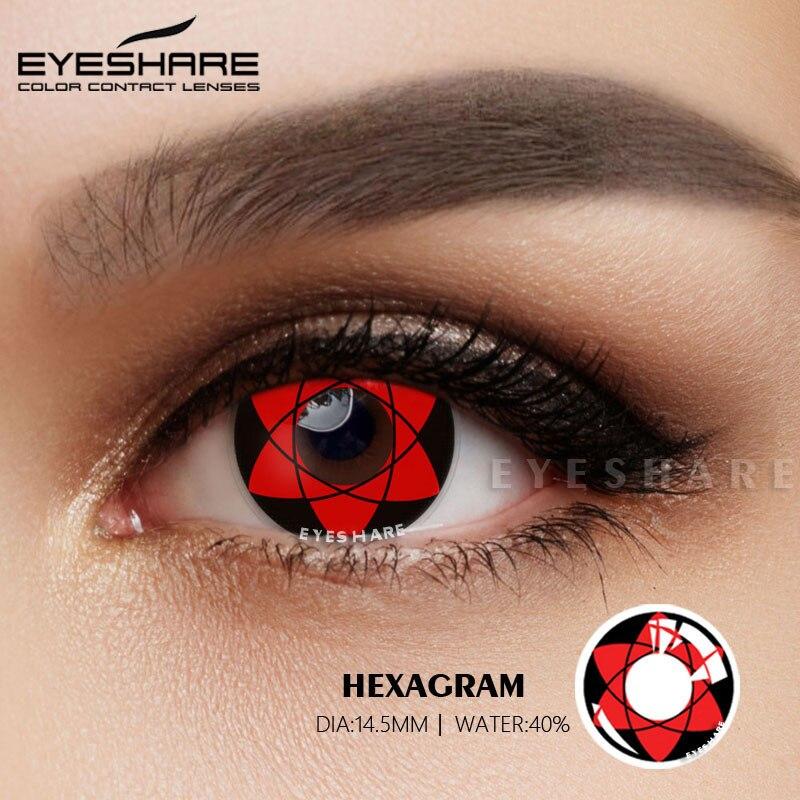 Eyeshare Lentes de contacto de colores para ojos, 1 par, lentes de colores para Cosplay de Anime, lentes de contacto rojos locos para Halloween, maquillaje de belleza