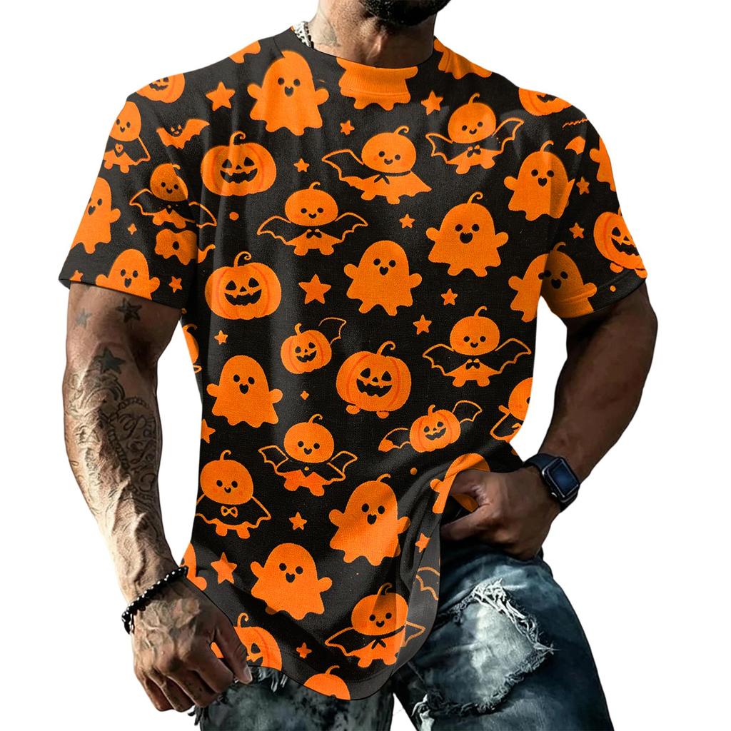 Unisex Loose Fit Casual Short Sleeve T-Shirt Halloween Themed Graphic Print Top Comfortable Everyday Wear