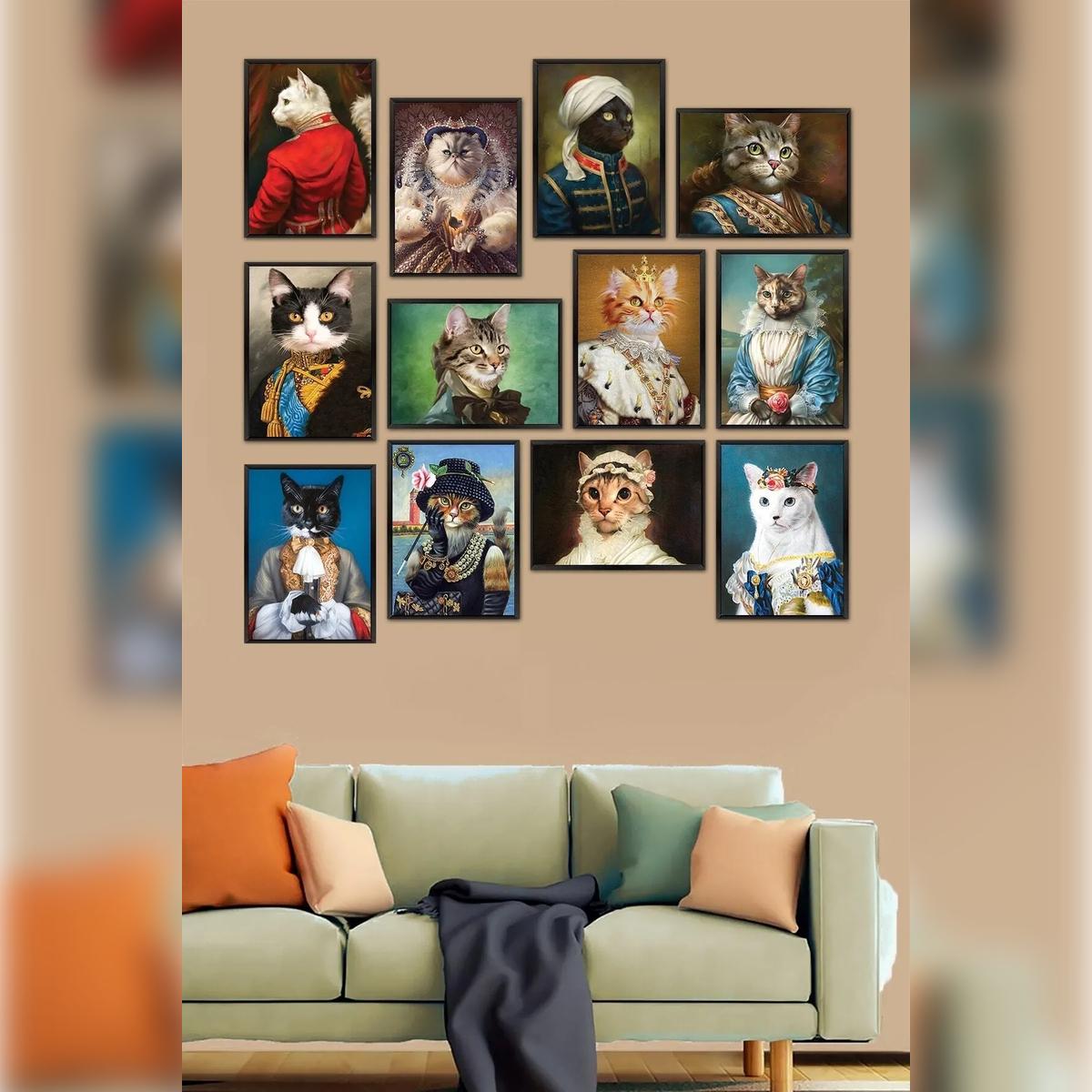 

Cute Cat Ottoman Empire Mama Cat 12-Piece MDF Wall Art Set