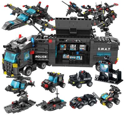 Helicopter Car SWAT Truck Model Building Blocks City Machine Police Station Figures Bricks Educational Toys For Children