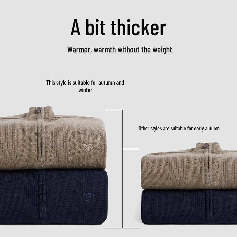 Septwolves Men's High-Neck Fleece-Lined Wool Blend Pullover Sweater