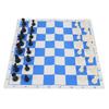 Chess Set with PU Blue White Chess Board 32pcs Plastic Chess Pieces Black Square Storage Bag Chess