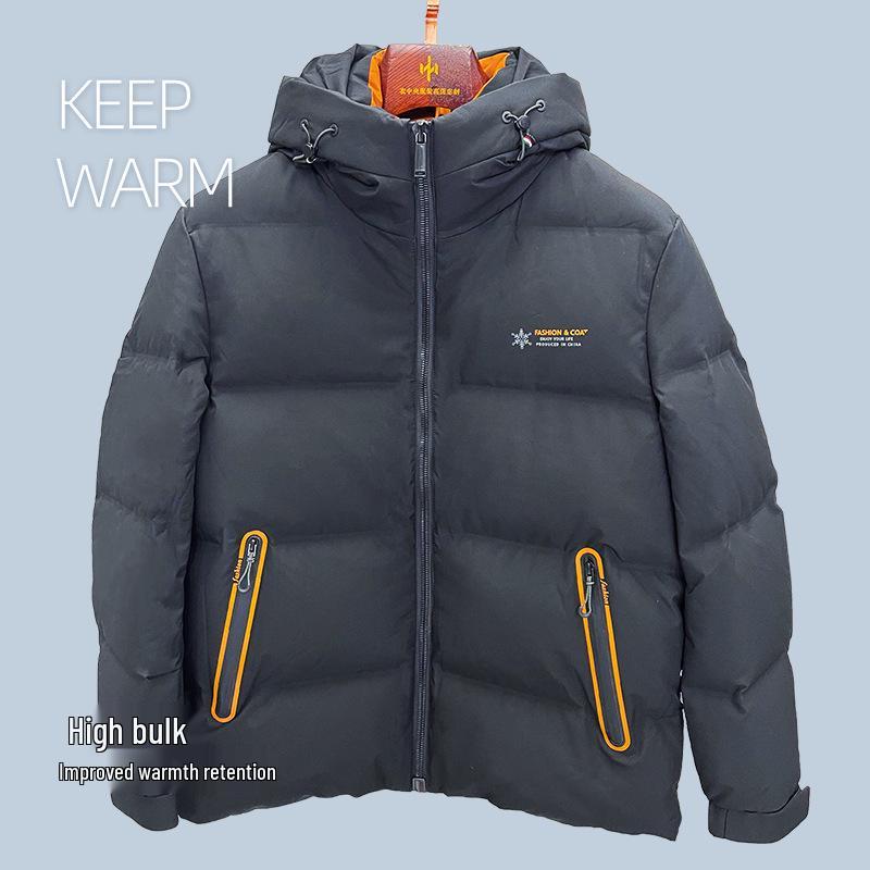 Мужской модный зимний пуховик с капюшоном 2025 3XL чёрный