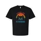 Unisex Gamer Graphic T-Shirt With Level Up To Husband Rainbow Controller Design L