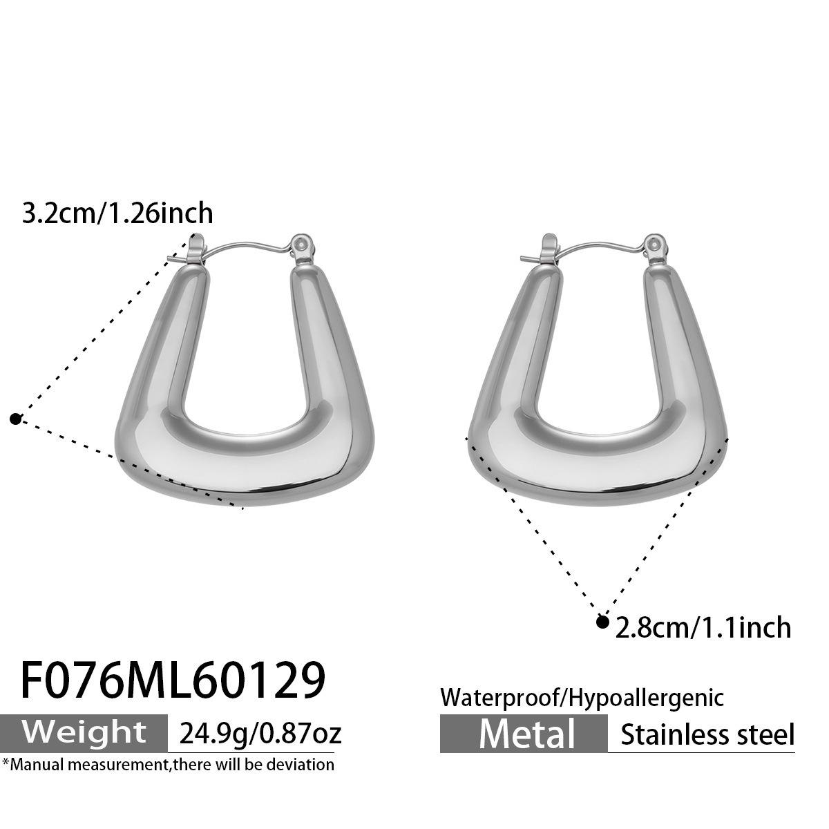 Chic Geometric Titanium Ear Hoops: European & American Cold Style Celebrity Earrings