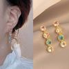 Fantasy Colorful Palette Pink Diamond Opal Splicing Long Earrings Gentle Versatile Girls Heart Ears Teachers' Day Gifts