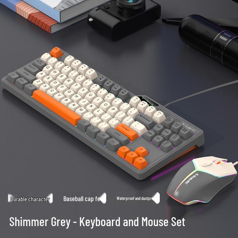Premium Mechanical-Feel Wired Keyboard & Mouse Set - Silent Gift for Girls