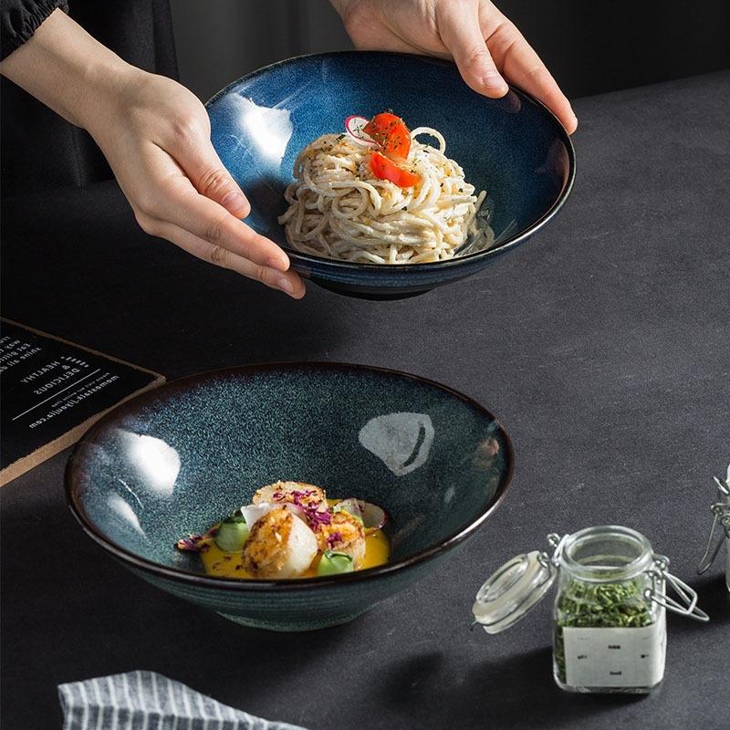 Japanese Retro Ramen Bowl Household Soup Bowl Characteristic Star Bowl Ceramic Salad Bowl Noodle Bowl Commercial Noodle Shop