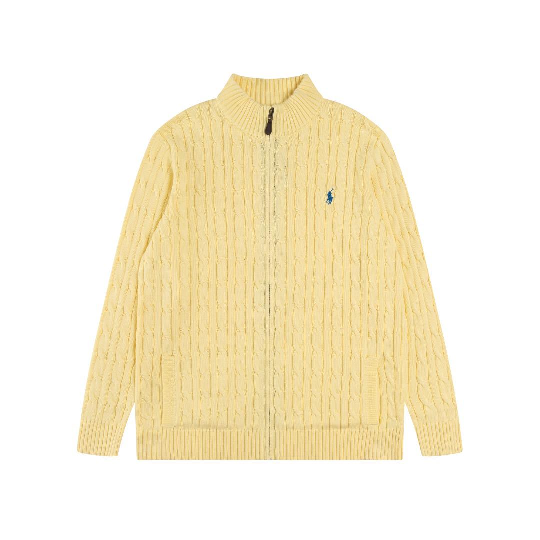 

25ss Autumn/Winter High-Quality Cable Knit Cardigan with Scannable Code and Embroidered Small Logo M