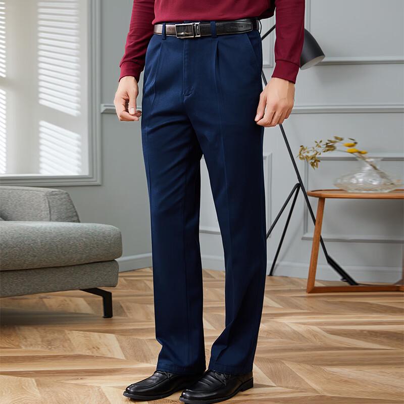 YOUNG RIVER Herren Business Casual Herbst/Winter Chinos mit einfacher Bundfalte
