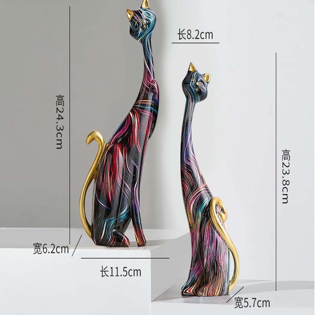 Home Decor Nordic Graffiti Art Oil Painting Cat Decoration Resin Abstract Ornament Figurines Bedroom Desktop Porch Cat Sculpture