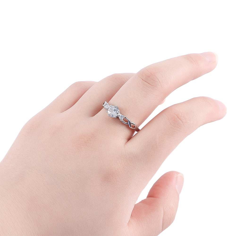 Women Men Opening Bridal Lovers Ring White Gold Plated Copper Wedding Rings Crystal Couple Rings