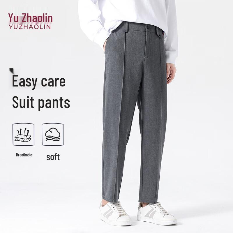 YUZHAOLIN Men s 2026 Summer Slim-Fit Straight Casual Pants M серый
