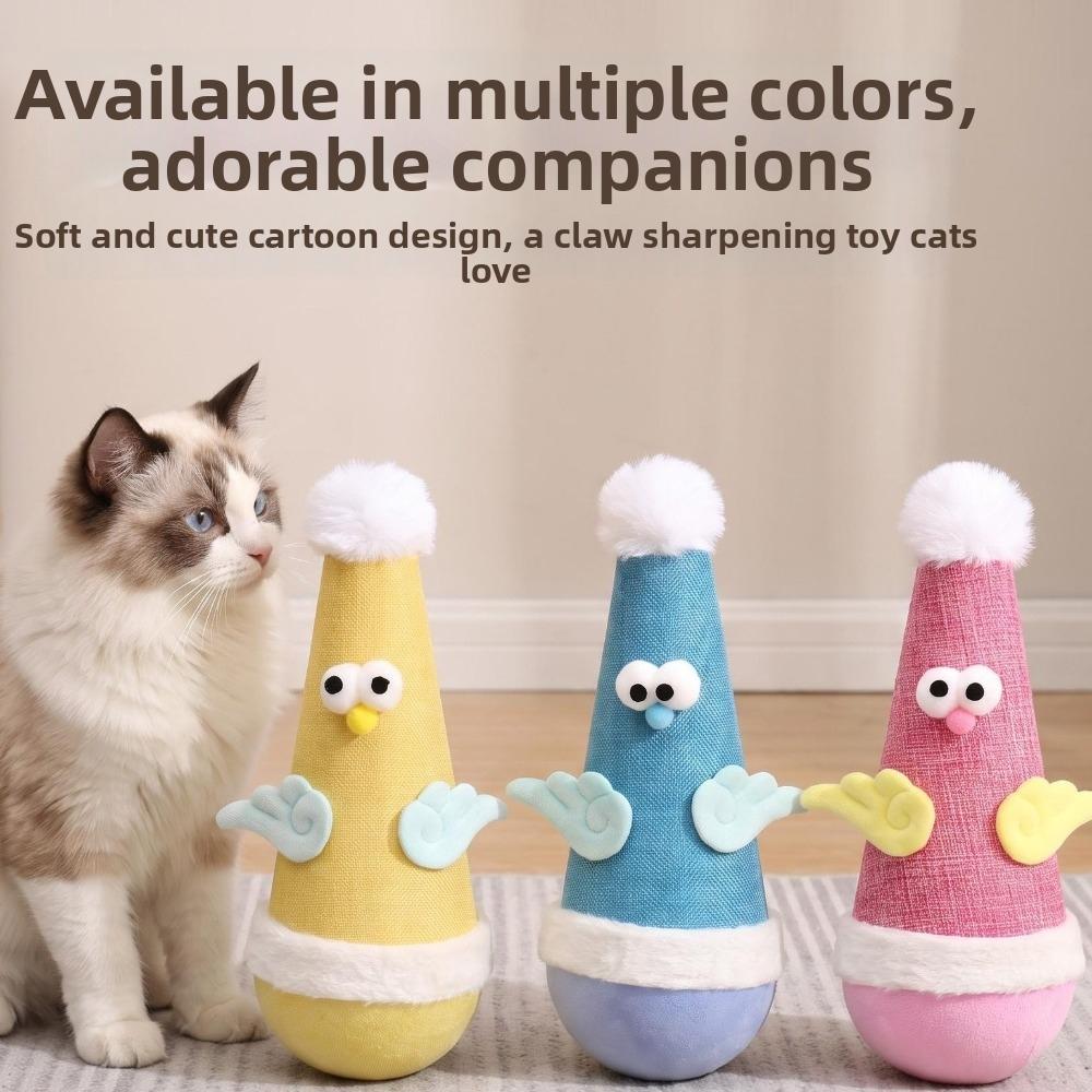 Chicken Shaped Cat Scratch Post Cartoon Cat Teaser Toy Self-Balancing Cat Toy Teeth Cleaning