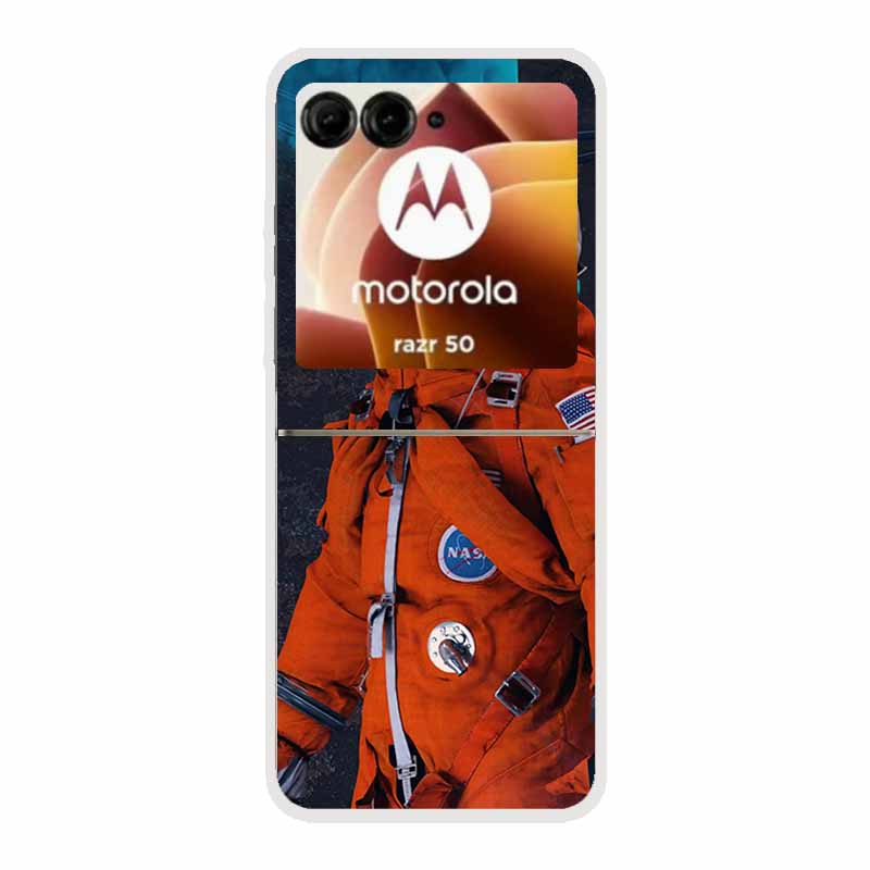 For Moto Razr 50 Case Clear Plastic Hard Painted Space Transparent Phone Covers for Motorola Razr 60 50 Coque Razr 2024 PC Cases