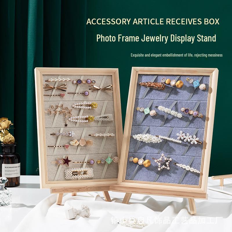 

Solid Wood Jewelry & Hair Clip Display: Wall-Mounted Tray & Picture Frame
