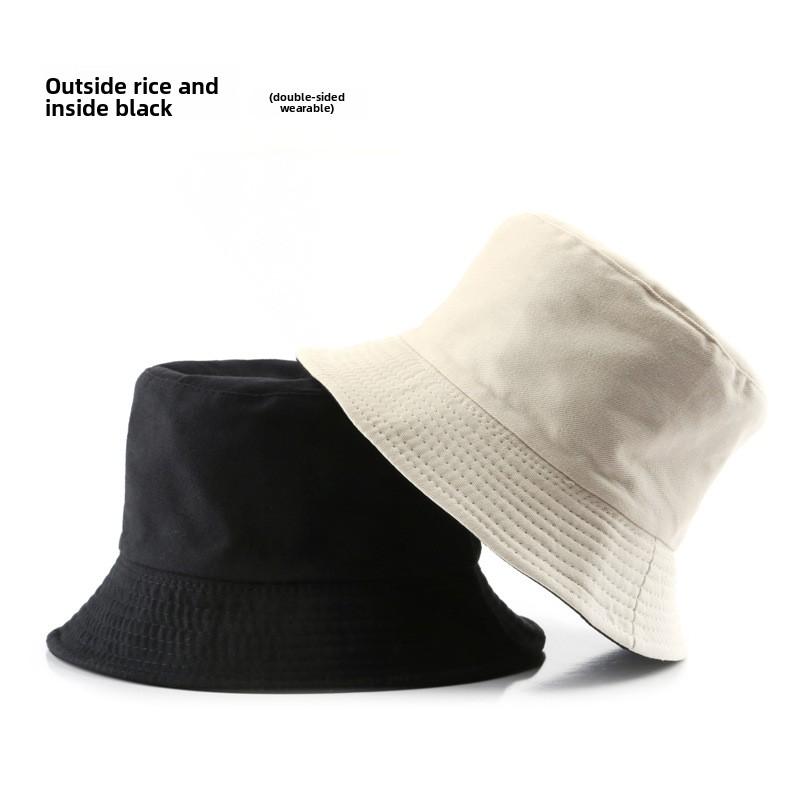 Female Spring and Autumn Personality Double-sided Light Plate Solid Color Bucket Hat Outdoor Sunscreen Sunshade Sun Hat Basin Hat