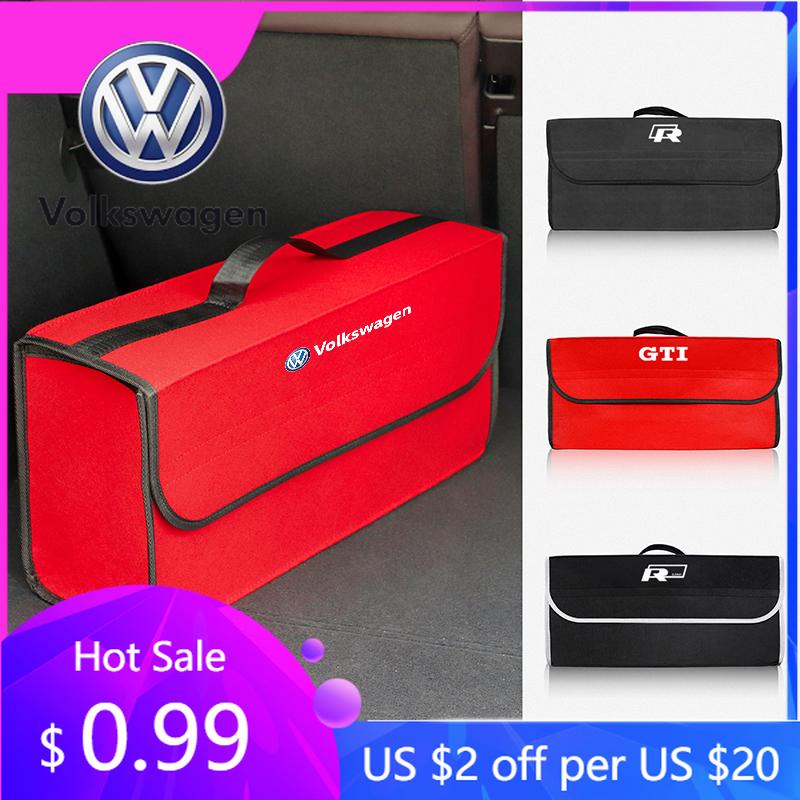 2026 Hot For Volkswagen VW Car Trunk Storage Bag Large Capacity Foldable Organizer Box For VW GTI Rline Polo Golf Passat Tiguan