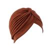 Solid Color Women Elastic Cotton Fold Turban Hat Soft Bonnet Muslim Hijab Ladies Head Wrap Warm Beanies Chemo Hat