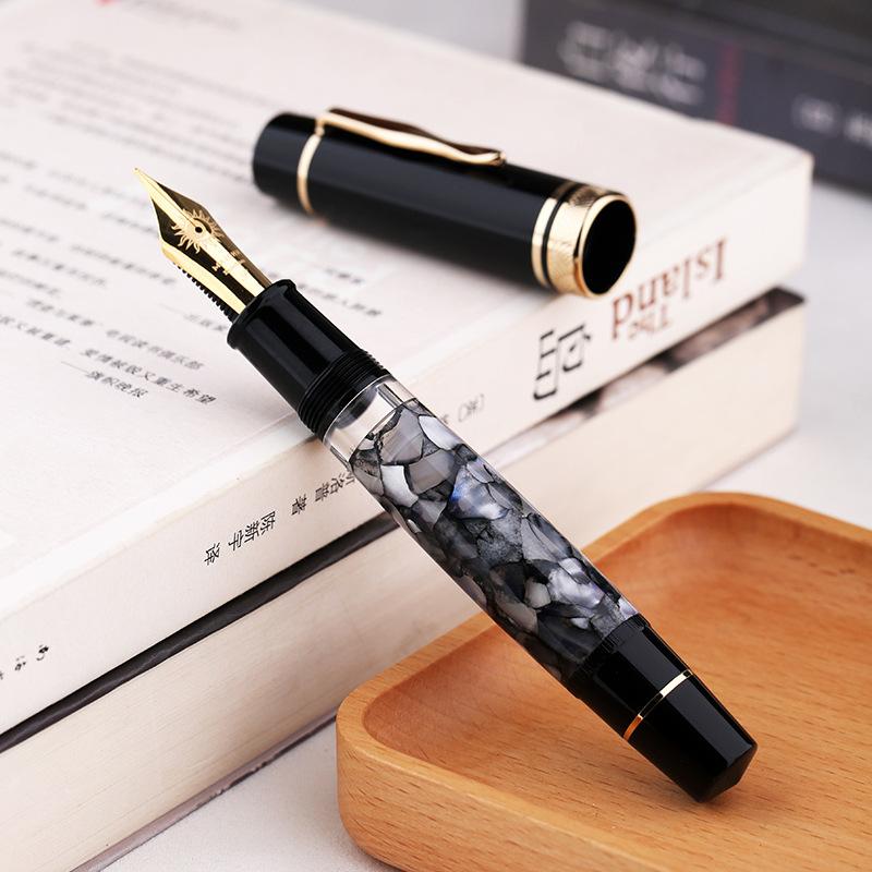 MAJOHN P139 Large Piston Fountain Pen No.6/8 EF/F/M Nib  Hard Rubber Tongue All-copper Piston Writing Pen Limited Black Rock!