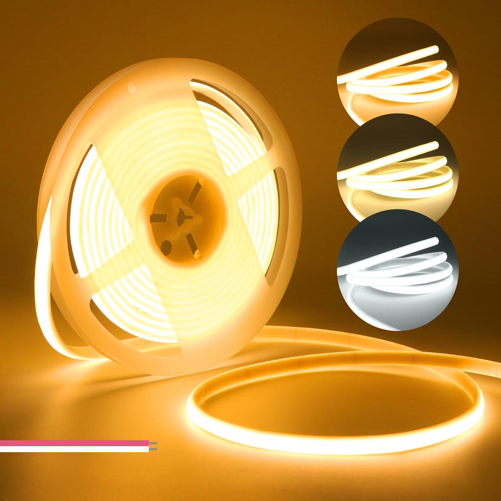 12V 24V COB LED Streifen Flexibles Neonlicht IP67 Wasserdichtes LED Band 320 LEDs Dichte Lineares Licht mit Klebeband