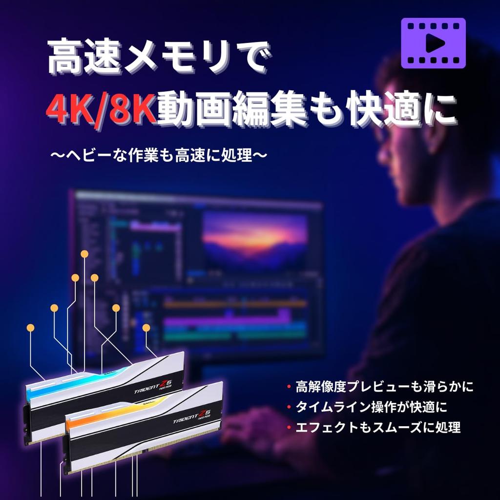 DDR5 Memory 48GB Kit X with OVERCLOCK WORKS Exclusive Bonus Sticker for Trident Z5 Neo RGB G.Skill DDR5-6400 (2 24GB) F5-6400J3239F24GX2-TZ5NRW