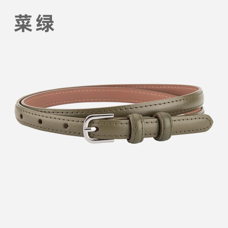 Gürtel Koreanische Version aus echtem Leder, dünner Damen gürtel, Dornschließe aus Rindsleder, Retro Hong Kong Stil, dünner Gürtel für Mädchen