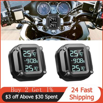 Ασύρματο Σύστημα Συναγερμού Παρακολούθησης Θερμοκρασίας και Πίεσης Ελαστικών Μοτοσυκλέτας TPMS με 2 Εξωτερικούς Αισθητήρες Φόρτιση USB