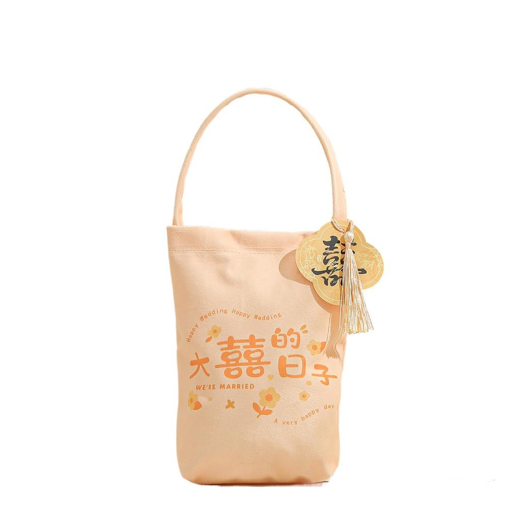 Traditional Canvas Wedding Candy Bag Tassels Drawstring New Year Gifts Bag Spring Festival Flower Chinese Style Handbag Party