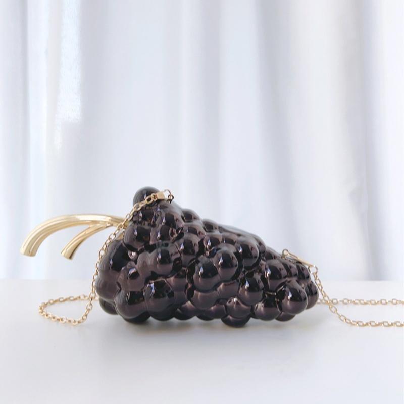Acrylic Creative Design Grape Shaped Electroplated Banquet Bag Trendy Glossy Irregular Shaped Clutch Bag Wedding Purse Handbags чёрный