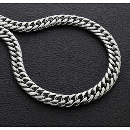 Unisex Titanium Steel Punk Hip-Hop Double Buckle Whip Chain Necklace