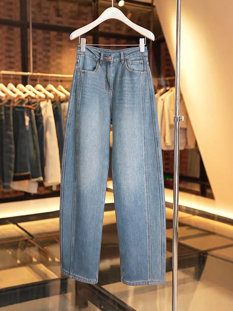 Women's High Waist Fashion Slim Straight-Leg Denim Pants for Spring/Autumn 2025