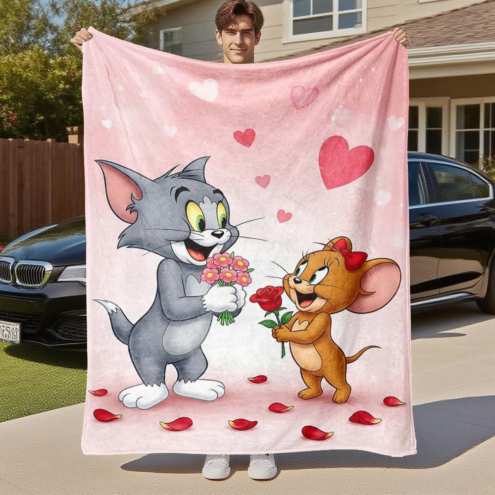 1pc cat mouseOutdoor Flannel Blanket Soft Plush Decor for Picnics, camping,Bedroom, Playroom, or Lunch Breakn1149A