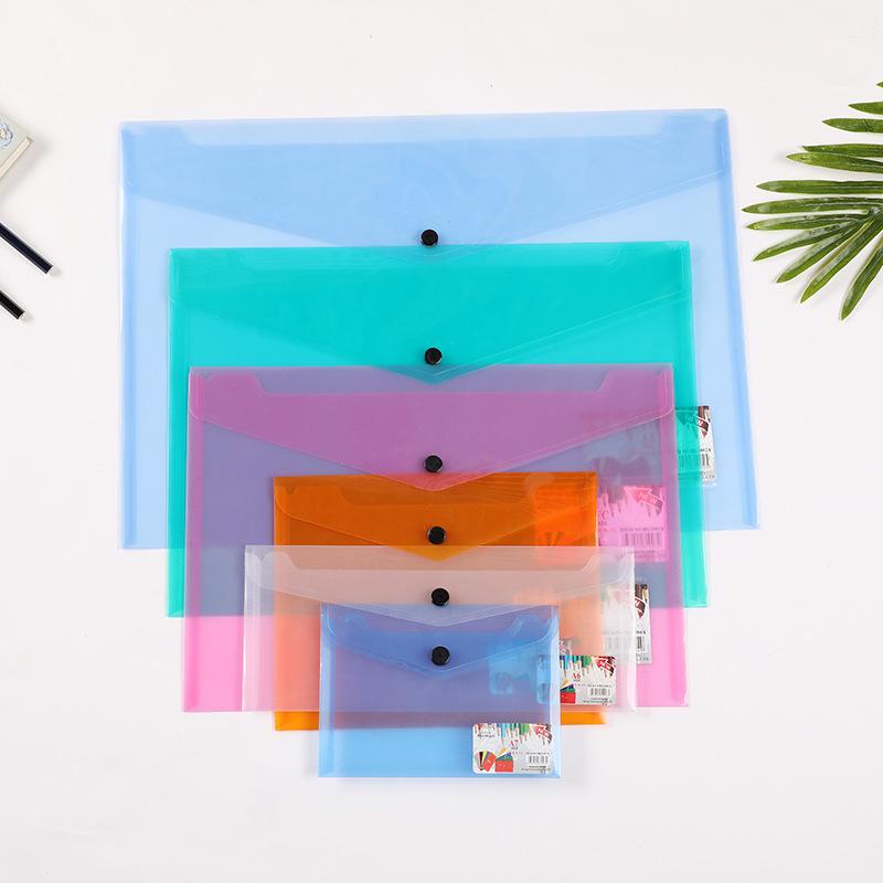 A7 Size Clear Plastic Document Envelope Folder File Bag Snap Button Closure School Office Stationery Pouches