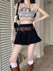 Women's Denim Mini Skirt Y2K Style Vintage Ruffled Shorts Skirt High Waist Korean Fashion Clothing
