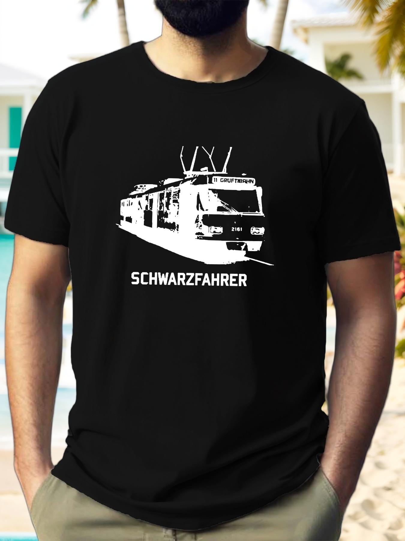 

Schwarzfahrer Vintage Train Graphic T-shirt - Casual Cotton Short Sleeve Tee S