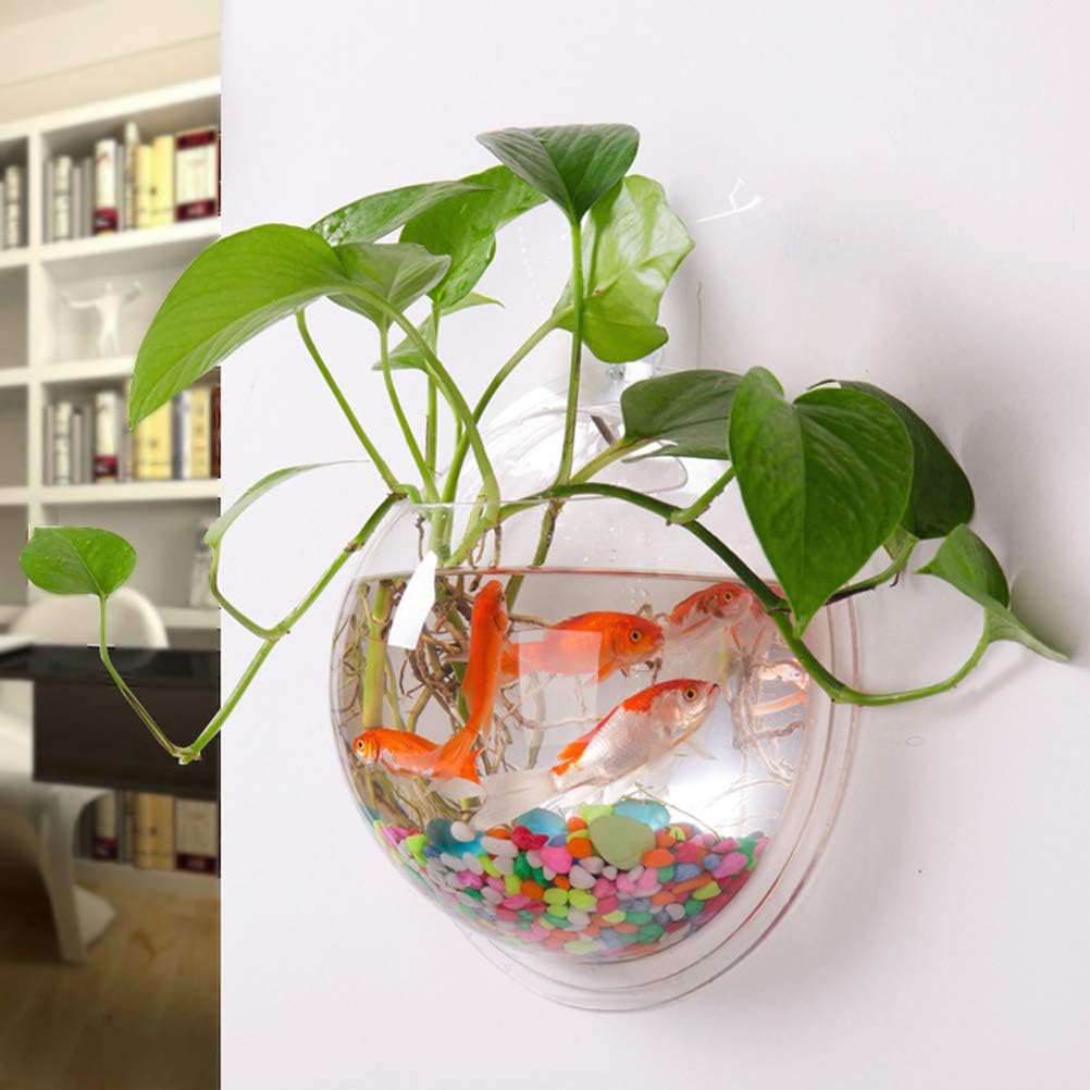 Transparent Creative Wall Mounted Acrylic Fish Bowl Hanging Aquarium Fish Tank Home Decor (23cm Diameter) (23CM)