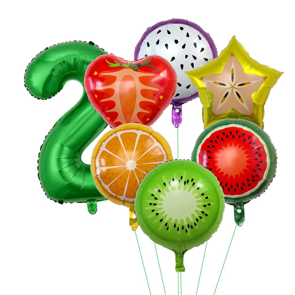 32-Inch Digital Summer Fruit Party Watermelon Strawberry Balloon Set Children'S Birthday Decorations