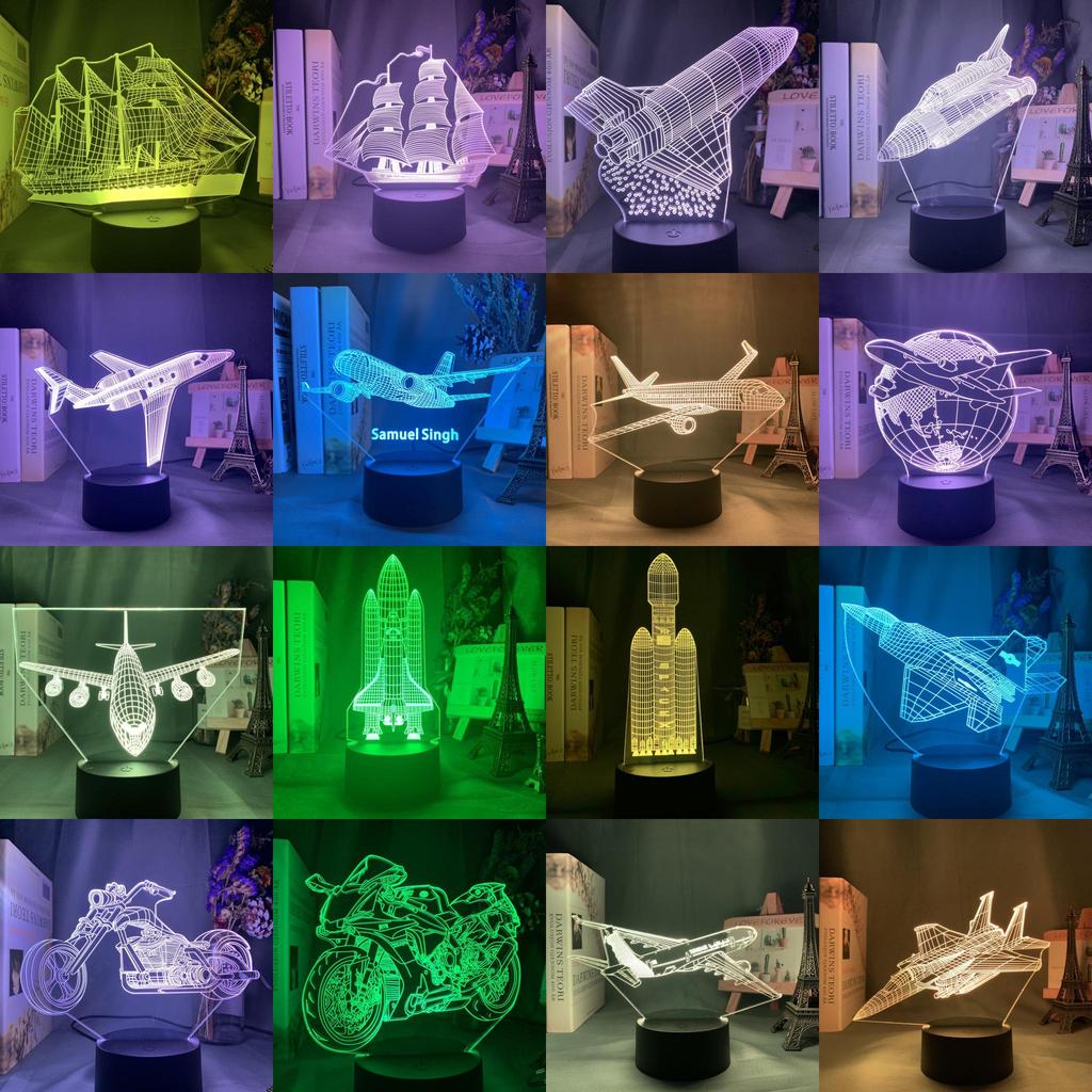 Transportation Animal 3d Led Night Light With Touch Control And For Kid Room Decor