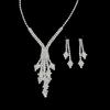 New Sparkling Diamond Cross Bridal Necklace Earrings Two-piece Wedding Banquet Jewelry Set Wedding Dress Accessories