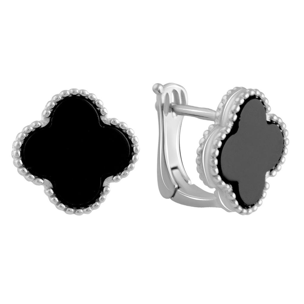 Серебряные серьги с натуральным ониксом (2098966)