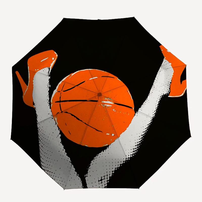 1pc Basketball Player Automatic Open/Close Umbrella 8-Rib Strong Frame, Portable Travel Umbrella for Women & Men, Birthday Gift Parties 007