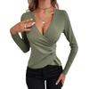 2026 Asymmetrical V-neck Buttoned Slim-fit Women's T-shirt - Elegant & Sexy Style
