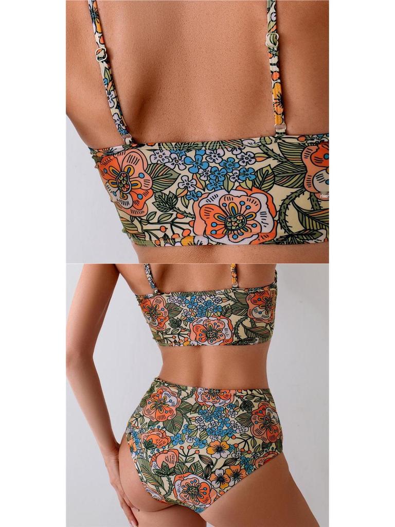 Women's One-Piece High-Waisted Printed Swimsuit - Sexy Bikini Separates